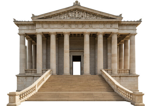 Isolated ancient architecture, museum structure with pillars and stairs to enter the building