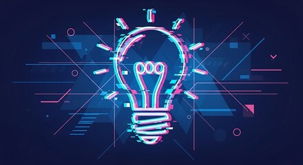 Glowing Lightbulb Idea Futuristic Technology Concept.