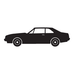 Fototapeta premium Sleek Black Silhouette of a Classic American Muscle Car on White Background Vintage Vehicle Design