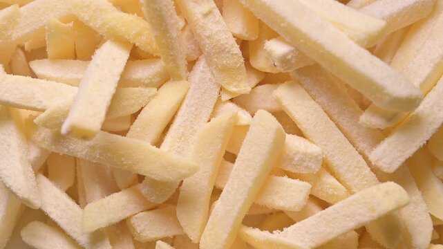 Rotating Top View Shot of Frozen Potato Chips