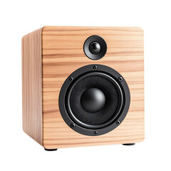 High-quality wooden speaker with a sleek design, perfect for audiophiles and music enthusiasts. Features a rich wood finish that enhances any modern or classic interior. isolated on background (PNG)