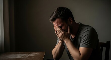 Obraz premium Man experiencing stress and despair.