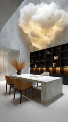 A breathtaking view of single white cloud against clear blue sky, exploring the beauty of nature's