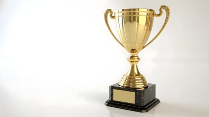 3D Golden Trophy on White Background