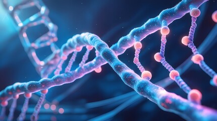 Glowing DNA Double Helix – Molecular Structure in Blue and Purple