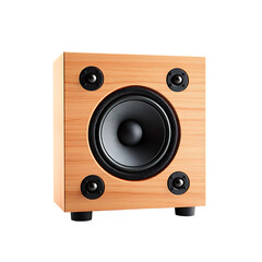 High-quality wooden speaker with a sleek design, perfect for audiophiles and music enthusiasts. Features a rich wood finish that enhances any modern or classic interior. isolated on background (PNG)