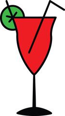 red cocktail with lime