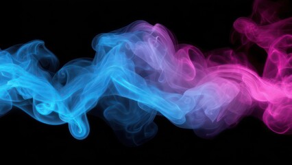 Fototapeta premium Abstract swirls of vibrant blue and pink smoke against a black background