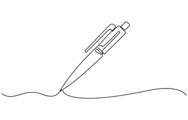 Continuous one line drawing of Pen vector illustration. Editable stroke