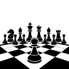 A Chessboard with Black and White Squares Displays an Impressive Array of Chess Pieces Strategically Positioned for an Intellectual Battle