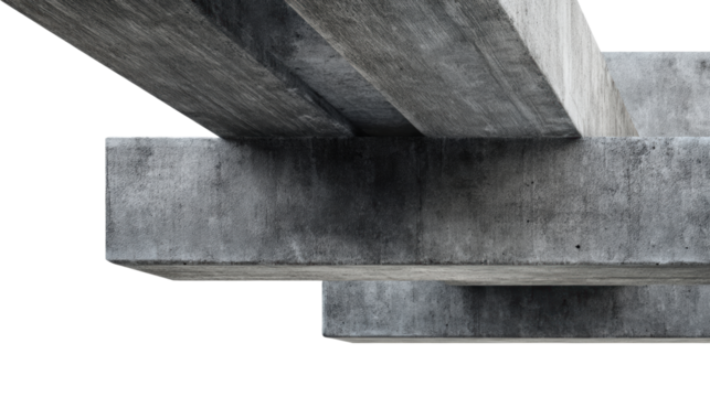 Concrete structure showcasing modern architectural design, isolated on a white background.