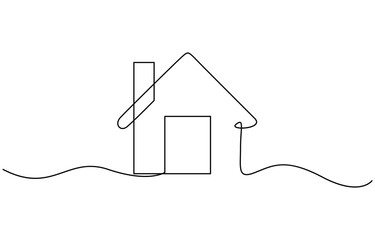 Continuous one line drawing of House icon vector illustration. Editable outline
