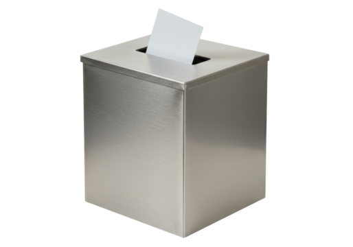Isolated Ballot Box for Voting and Elections, Stainless Steel with a Submission Slot and Paper
