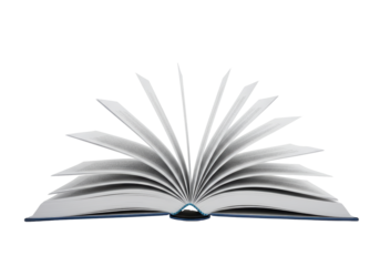 Isolated open book with pages turned, revealing knowledge and secrets inside, a symbol of literacy