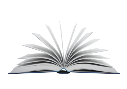 Isolated open book with pages turned, revealing knowledge and secrets inside, a symbol of literacy