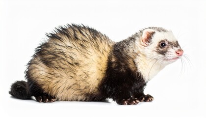 Ferret Sitting, Isolated on White Background