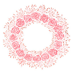 Rose flowers wreath. Design element isolated on the  transparent background