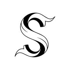 Ornate Black Capital Letter S Design