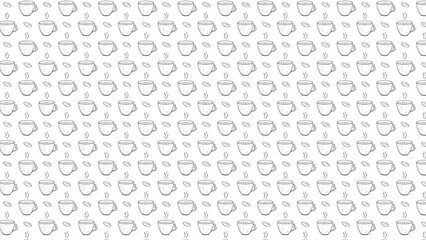 Seamless coffee pattern background with coffee cups and beans for menu or cafe design