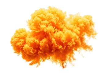 Isolated fiery orange cloud of smoke, bright and vibrant, against a neutral backdrop, colorful