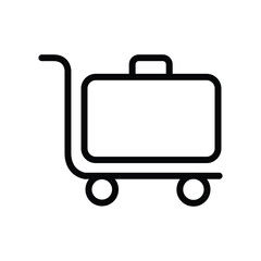 Black outline depicts baggage on a carrier trolley against a white background