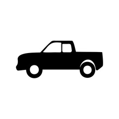 Silhouette of a pickup truck with extended cab on a white background