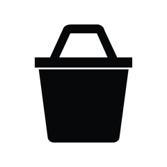 Simple black shopping basket icon displayed against a clean, crisp white background