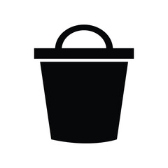 Simple black trash can icon stands against a plain white background