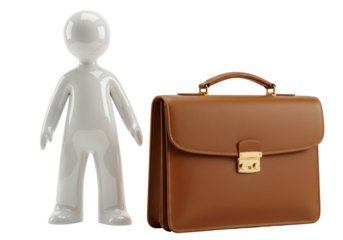 Isolated briefcase and figurine represent business, success, corporate, and professional images