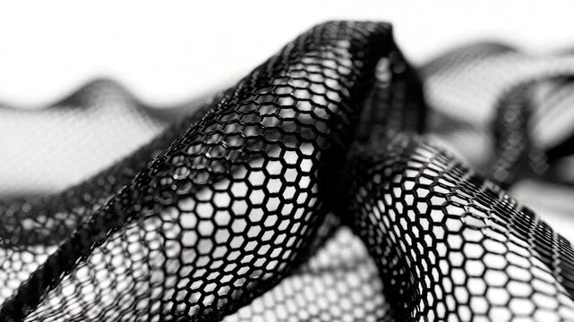 A classic black and white image of fishnet stockings
