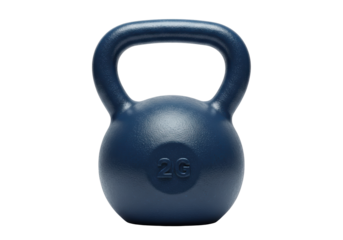 Isolated dark blue kettlebell for weight training and fitness, gym, health, bodybuilder