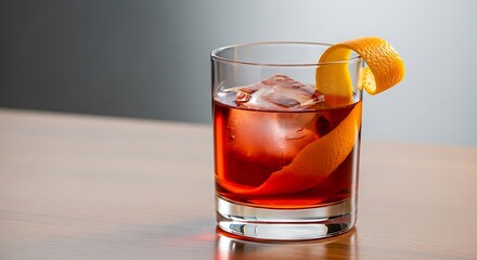Negroni Cocktail in a Rocks Glass with Orange Peel.