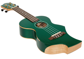 Isolated green ukulele against a simple backdrop ready for use in creative projects