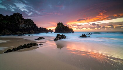 Dramatic sunset over a rocky beach (4)