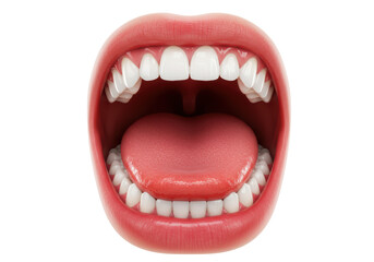 Naklejka premium Isolated open human mouth with tongue and teeth, a vibrant depiction of the oral cavity