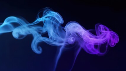 Fototapeta premium Abstract swirls of vibrant blue and purple smoke against a dark background (2)