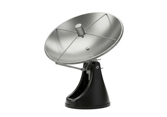 Isolated metallic radar dish, radio telescope antenna equipment for communication tech