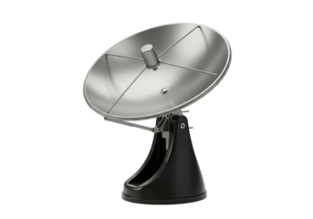 Isolated metallic radar dish, radio telescope antenna equipment for communication tech