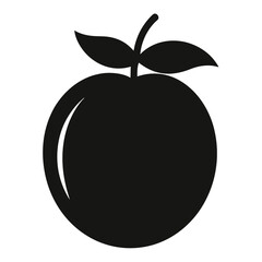 Simple Black and White Apple Illustration with Leaves and Stem