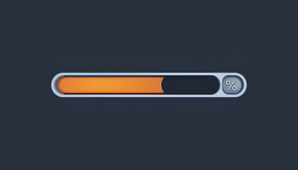 A clean, modern progress bar ui element with a bright orange fill showing partial progress, set against a dark, simple background, ideal for web or app interfaces