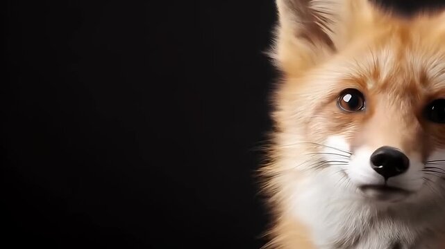Red Fox Profile Portrait on Black Background Wildlife Close Up Detailed Shot