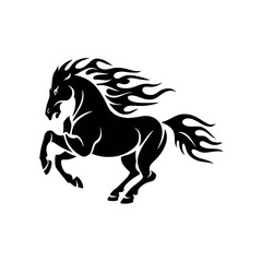 Powerful black silhouette of a galloping horse