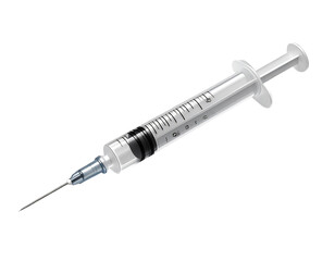 Fototapeta premium Empty Injection Syringe at Diagonal Angle with Metallic Needle