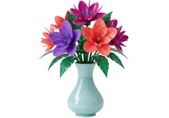 Isolated blossom arrangement, flower bouquet in a vase for home decor, stylized floral elements