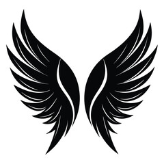 Elegant Black Wings Illustration on White Background for Design Elements