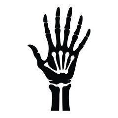 Black and white skeleton hand illustration for Halloween or medical use