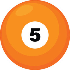 Unique orange number 5 pool ball illustration vector