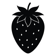 Simple Black and White Strawberry Silhouette for Design and Illustration