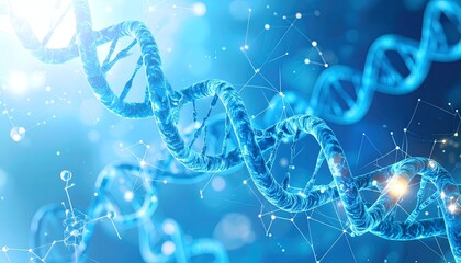 DNA Helix Structure with Abstract Blue Background.