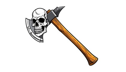 Skull-adorned axe graphic